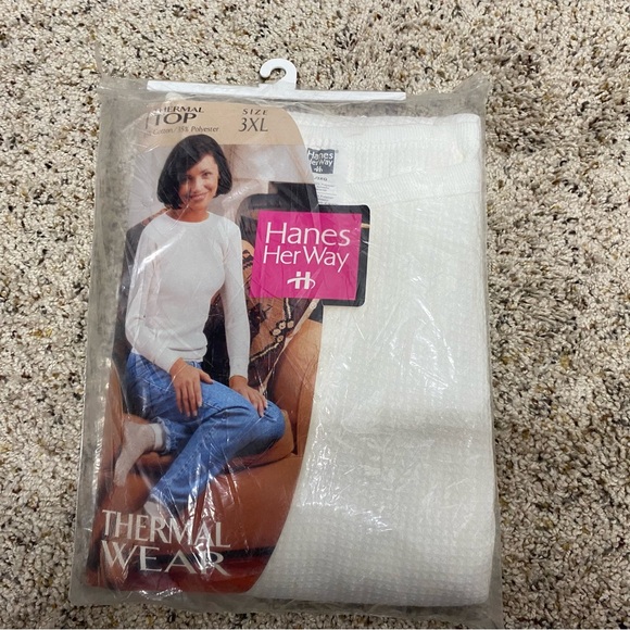 Hanes womens thermal shirt top 3x vintage 1997 white new in package - Picture 1 of 6